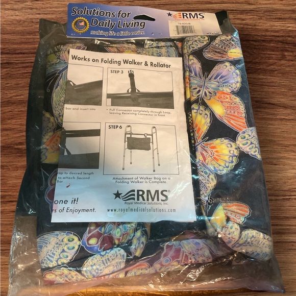 RMS Walker Rollator Bag Insulated Water Resistant Tote Vivid Butterfly NIP - Picture 2 of 7